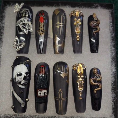 TOTAL PRICE- $120.00

PRESS ON SET- $30.00

6 ADVANCED NAIL ART- $80.00

RHINESTONES & GEMS- $10.00