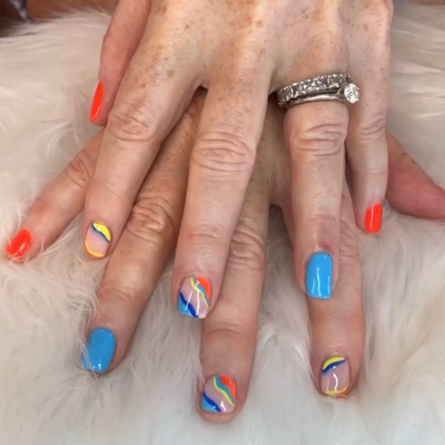 Gel manicure with nail art 