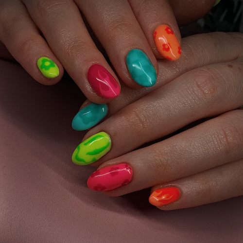 Level 3 nail art on structured gel manicure 