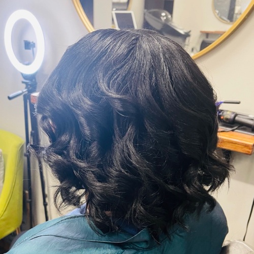 Silk press with curls