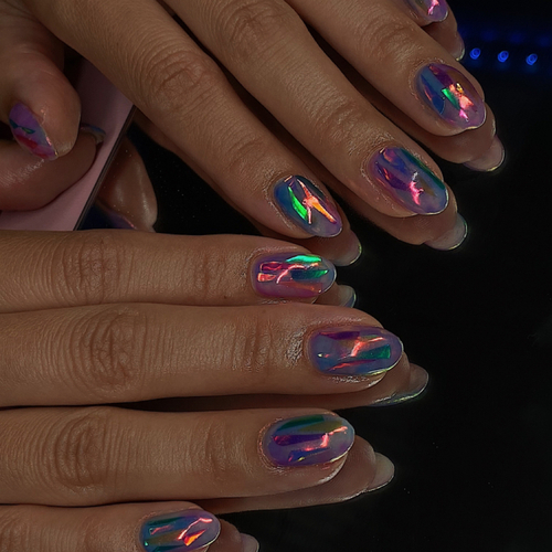 Level 2 nail art on structured gel manicure 