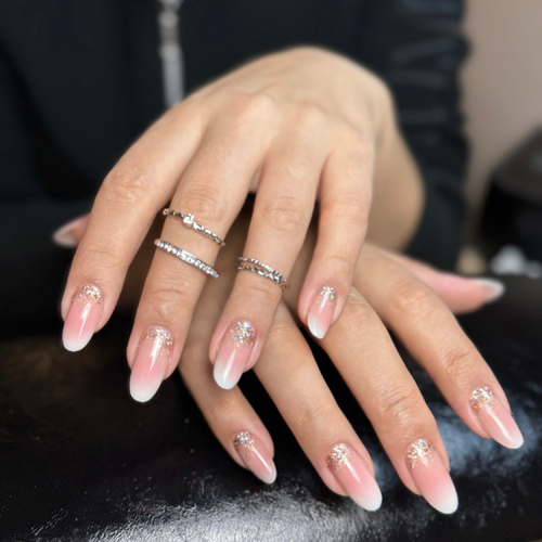 Classic French Ombré with sparkling cuticle 