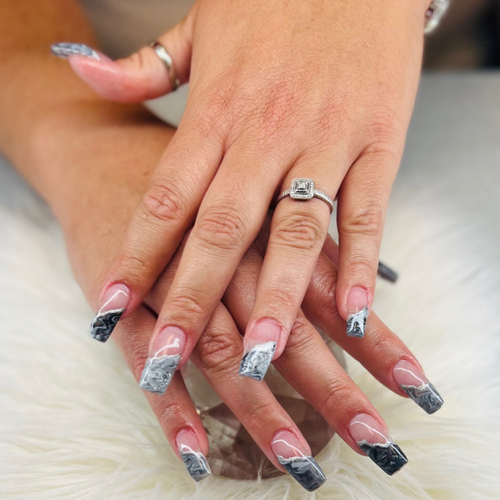 Marble French Manicure-Acrylic full set 