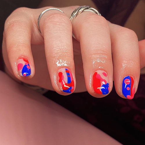 Level 2 nail art on structured gel manicure 