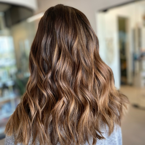 Half head balayage (caramel tones)