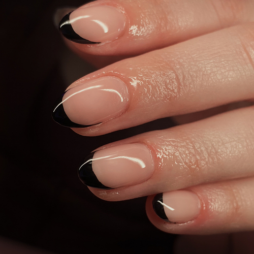 French nail art on structured gel manicure 
