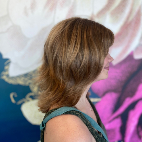 Shag haircut with curtain bangs 