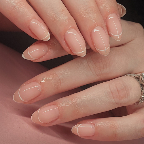 French nail art on structured gel manicure 