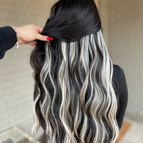 1 pack of Tape in Bellami 24” extensions for a beautiful peek a boo row 