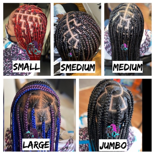 knotless size chart Knotless box braid sizes #knotlessbraids #boxbraids ...