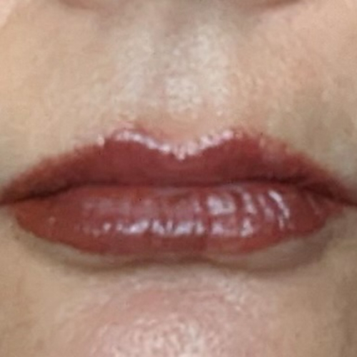 Lip blush on mature lips (immediate after, before healing) 
