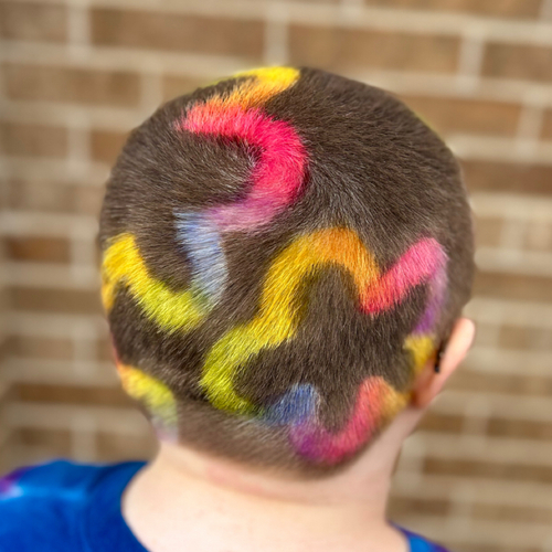 Hand-painted design on buzz cut