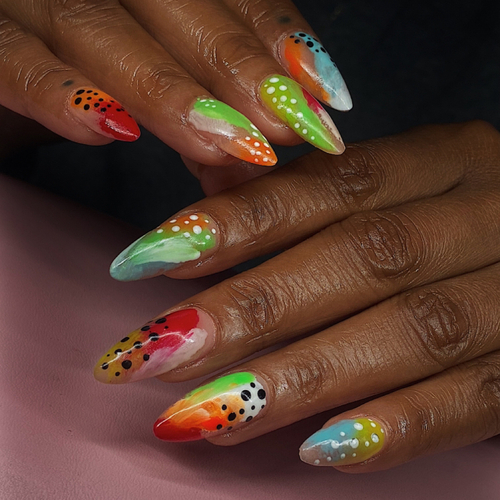 Level 2 nail art on sculpted gel extensions 