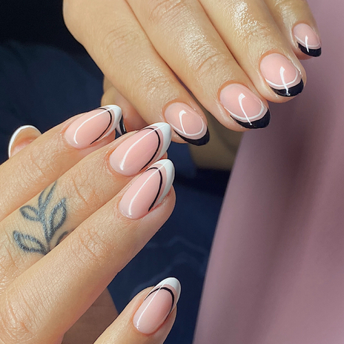 French nail art on structured gel manicure 
