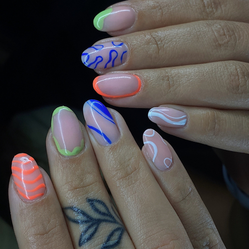Level 2 nail art on structured gel manicure 