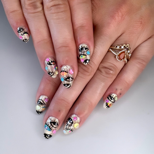 Hard gel rebase ~ complex art (+crystal application)