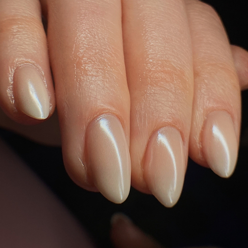 Level 1 nail art w/ chrome on structured gel manicure 