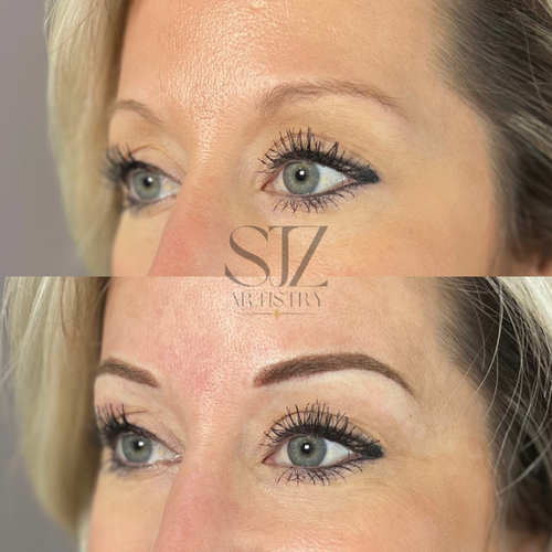 Fresh Powder Brows, Brows look bold initially and eventually heal about 30-40% lighter