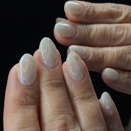 Level 2 nail art on structured gel manicure 