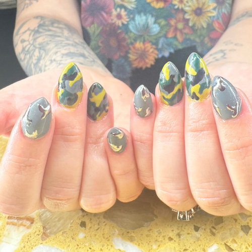 Camo with Chrome Acrylic Nails