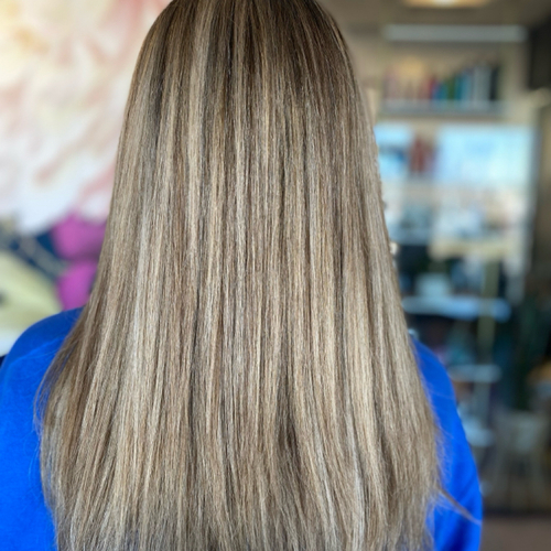 Full head balayage and Brazilian Blowout