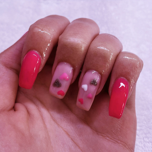 Acrylic fill with nail art 