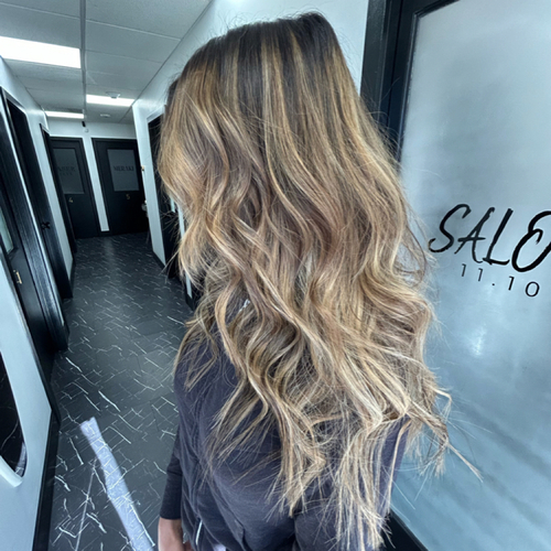 Lived in color/balayage and 1 row installation of NBR extensions