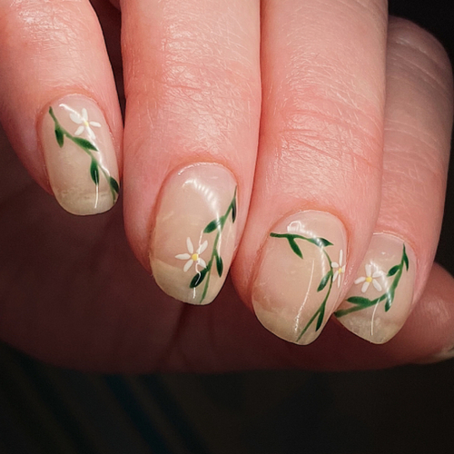 Level 2 nail art on structured gel manicure 