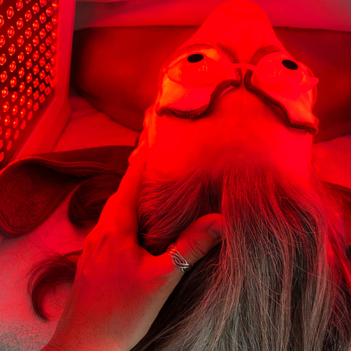 LED treatments improve heath and vitality of the skin. Red stimulates collagen production for firmer skin .