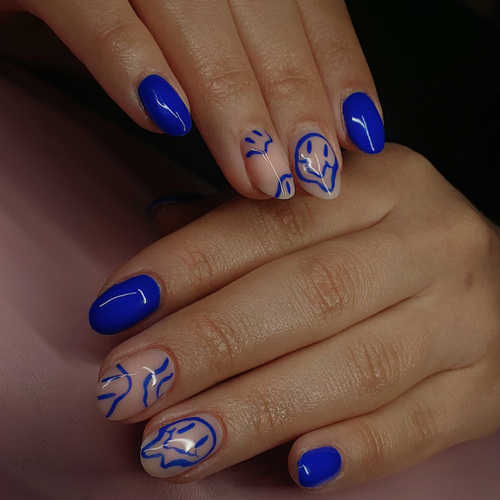 Level 1 nail art on structured gel manicure 