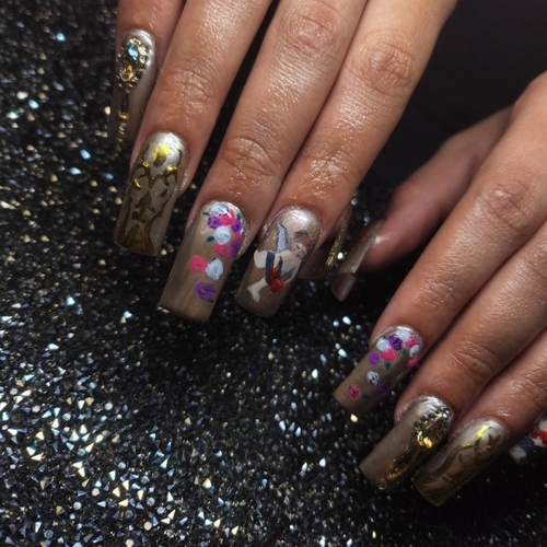 TOTAL PRICE - $173.00

ACRYLIC FULL SET-MED - $75.00

2 NAIL CHARACTER - $60.00

3 NAIL ADVANCED ART - $30.00

2 RHINESTONE NAILS - $8.00

