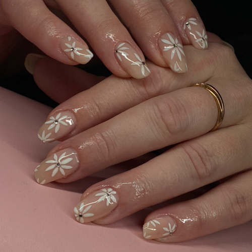 Level 2 nail art on structured gel manicure
