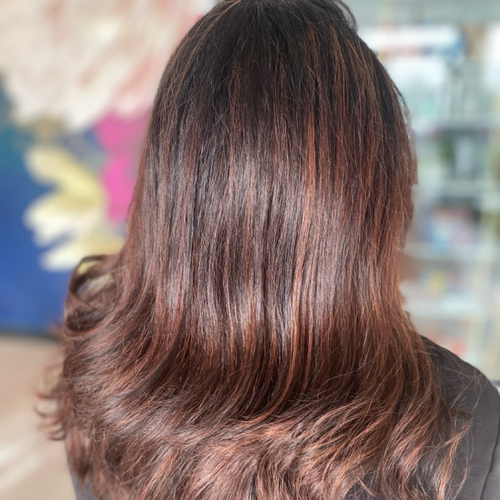 Full head foil and tone (brownie batter)