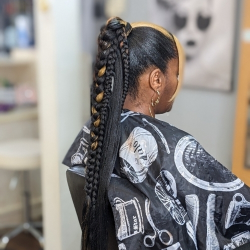 Sleek ponytail Superbowl LVII inspired ❤️