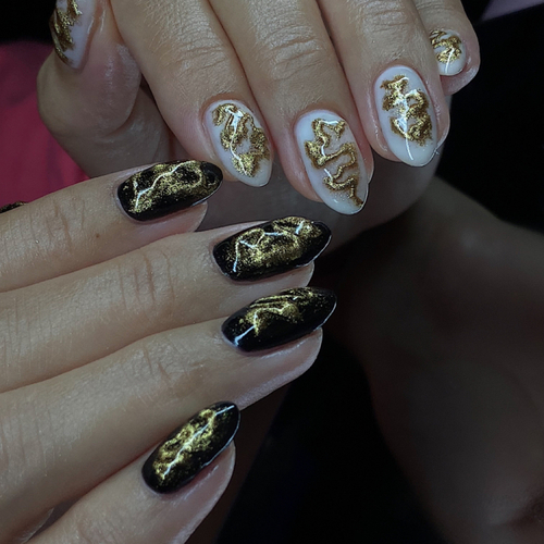 Level 2 nail art on structured gel manicure 