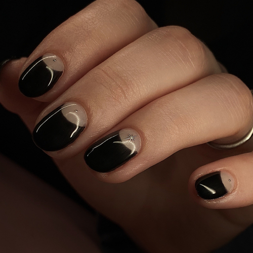 French nail art on structured gel manicure 