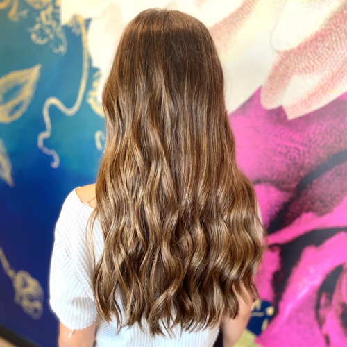 Half head balayage and gloss