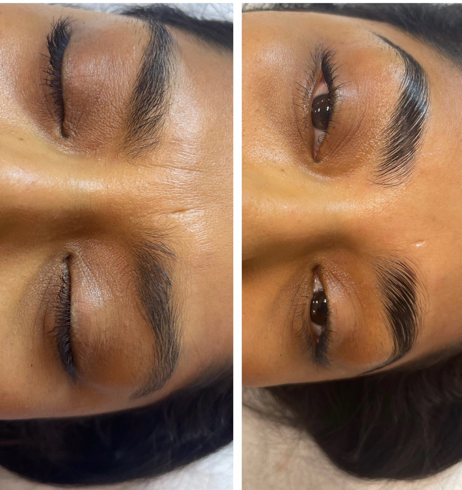 Brow waxing and eyebrow laminations