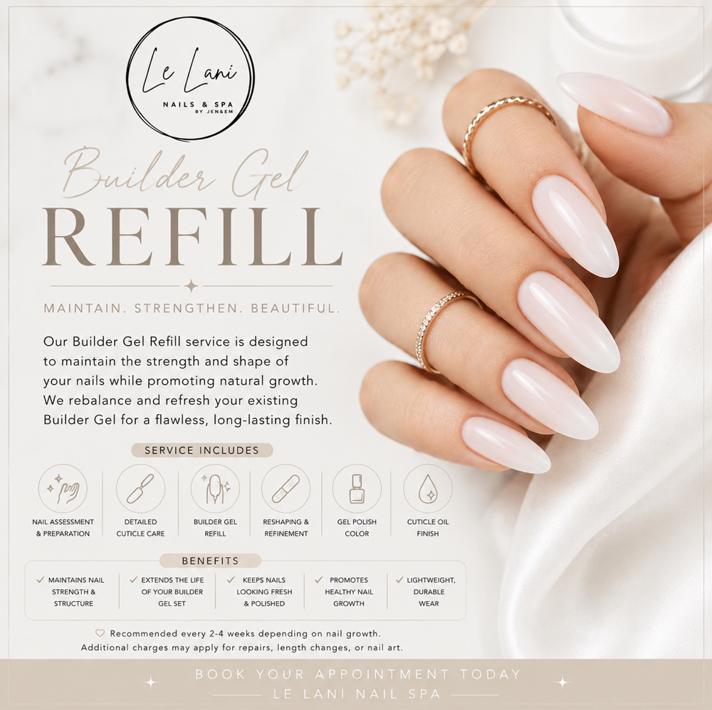 Builder Refill Short & Medium at Le Lani Nail Spa in Los Angeles, CA