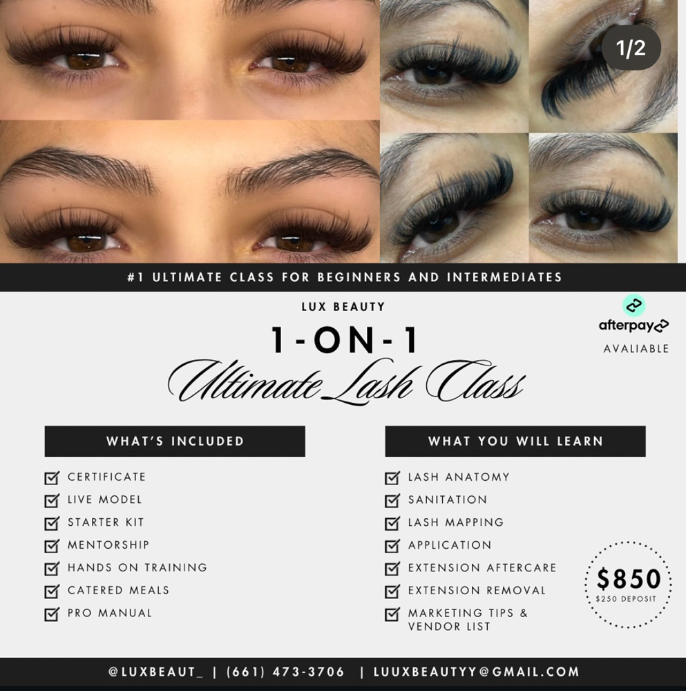 1-1 Lash Course at Lux Beauty in Bakersfield, CA