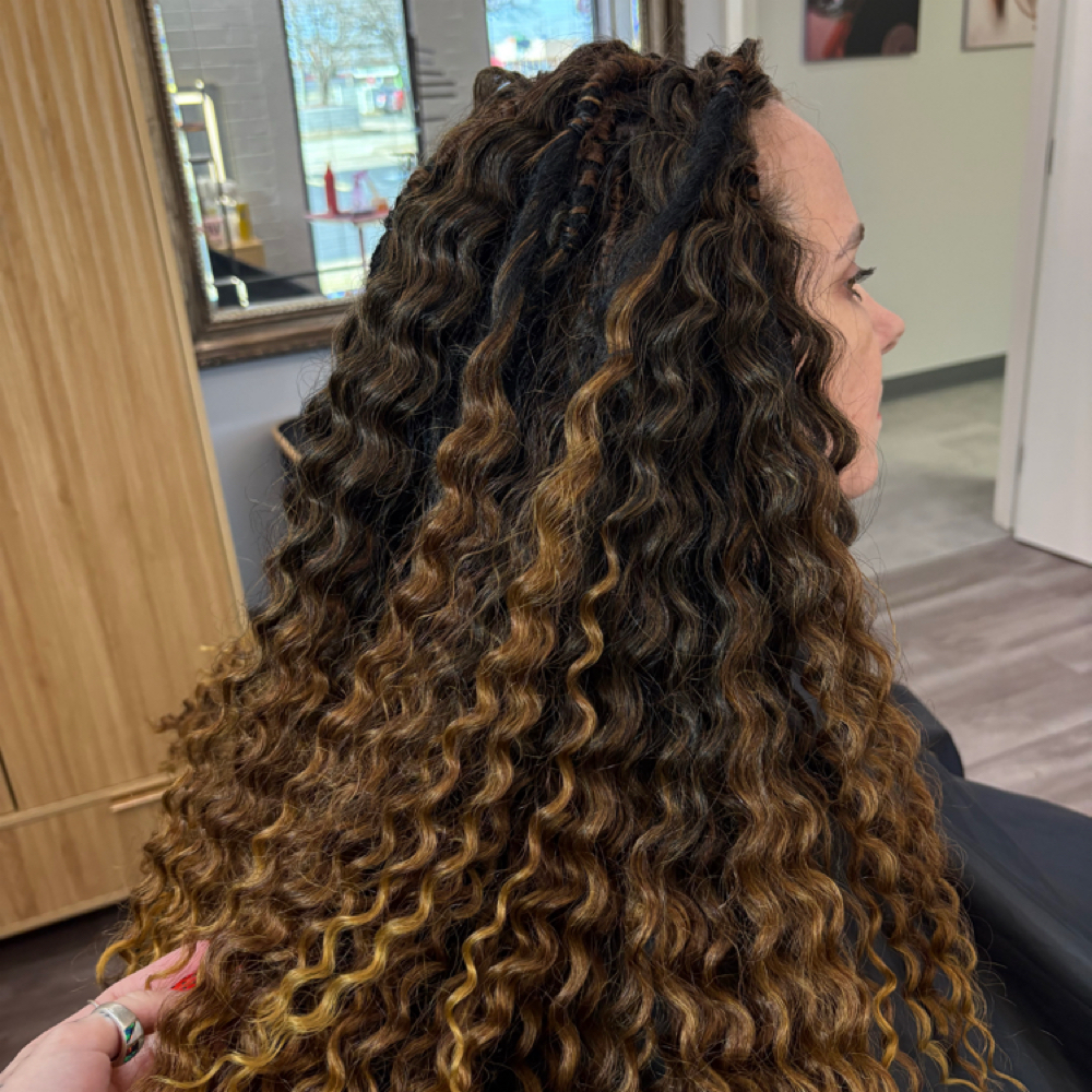 Full Head Curly Dread Extensions at Braids and Fades in Tulsa, OK