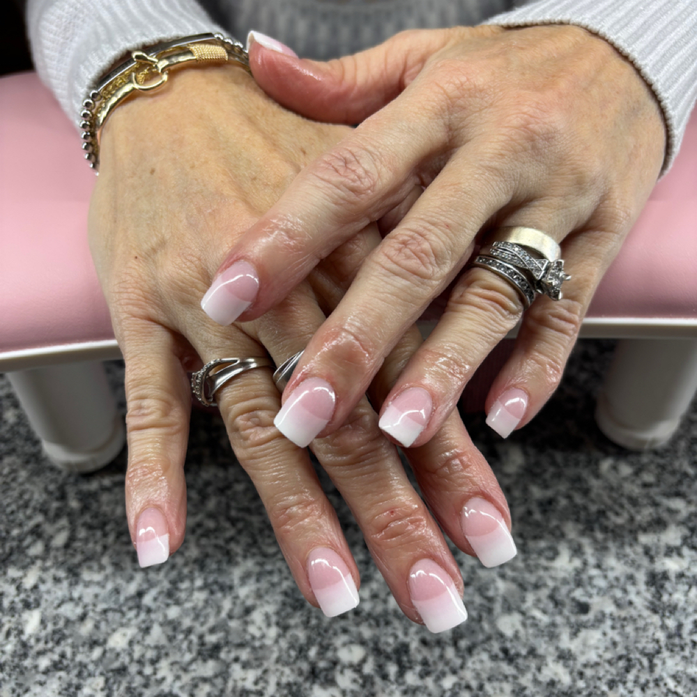 “Old School” French Tip Fill at Aspasia Salon in Saint Charles, MN