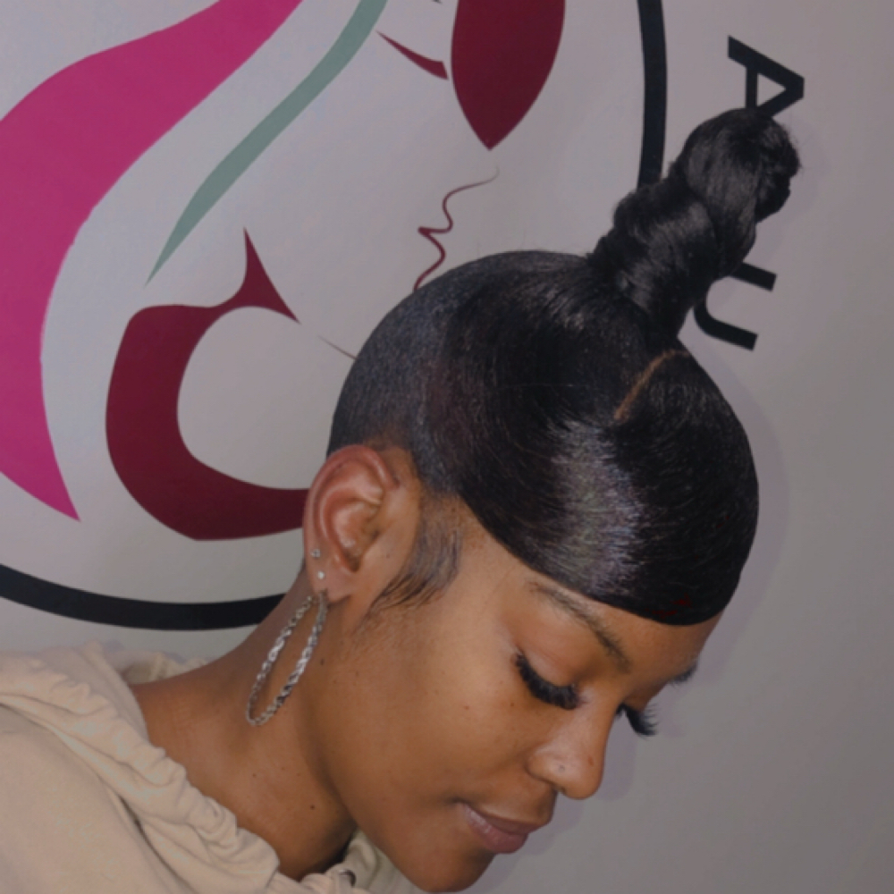 High knot Bun With Swoop at Giftedbeauty360 in Jacksonville, FL
