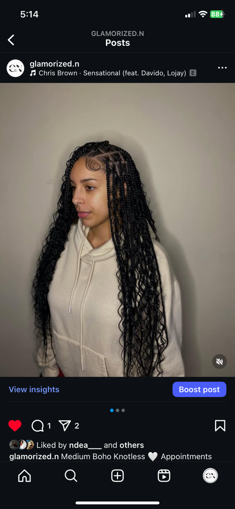 Medium Boho Knotless (Human Hair)