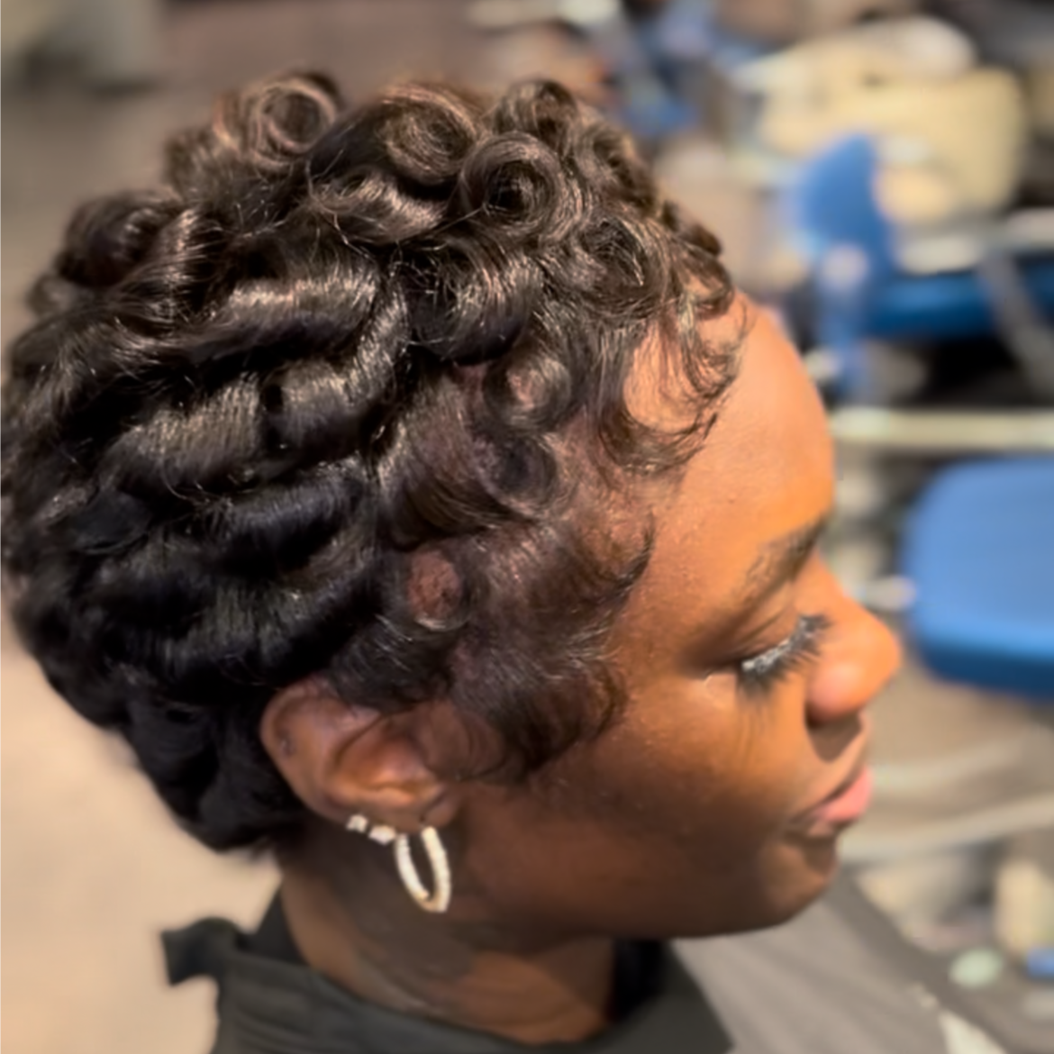 Relaxer and curl style at BeYoutiful Beauty Barr in Houston, TX