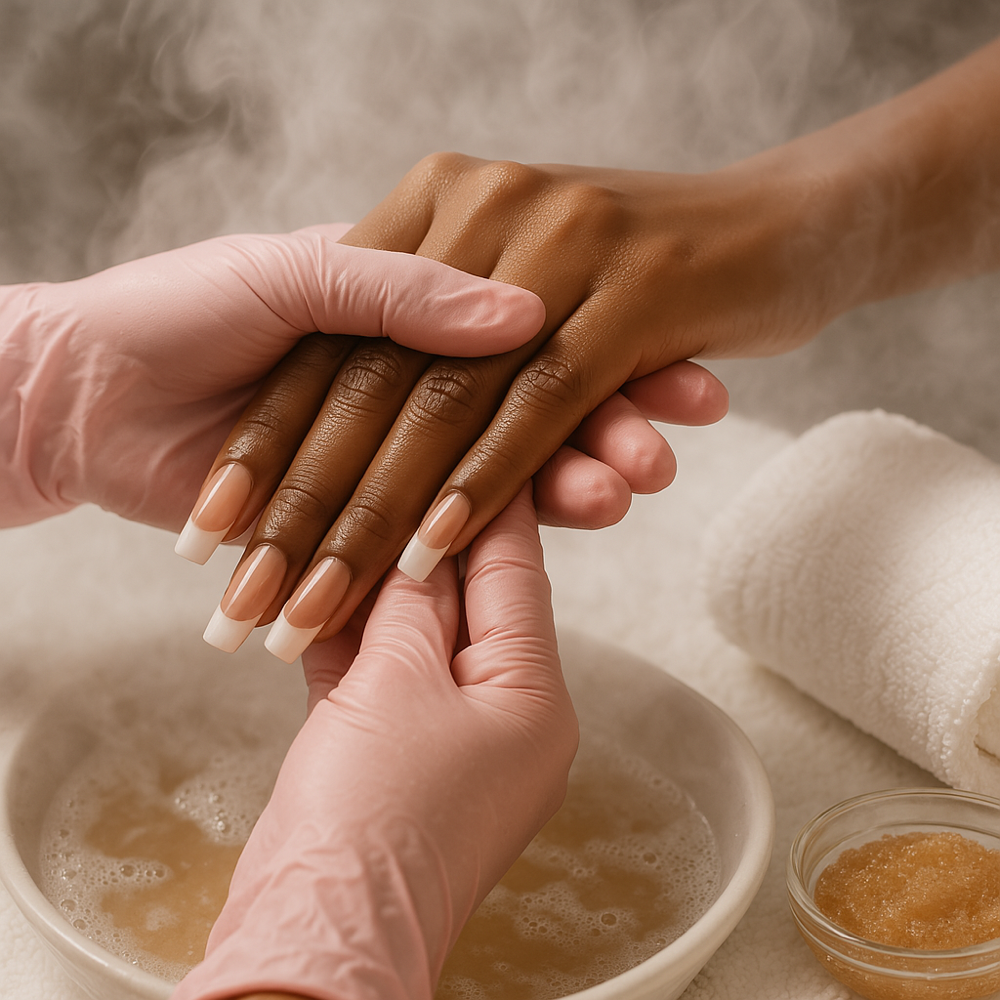 Hand Massage, Steam & Exfoliation