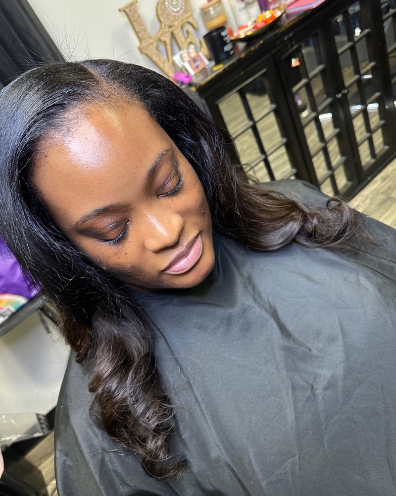 Sew in with traditional leave out