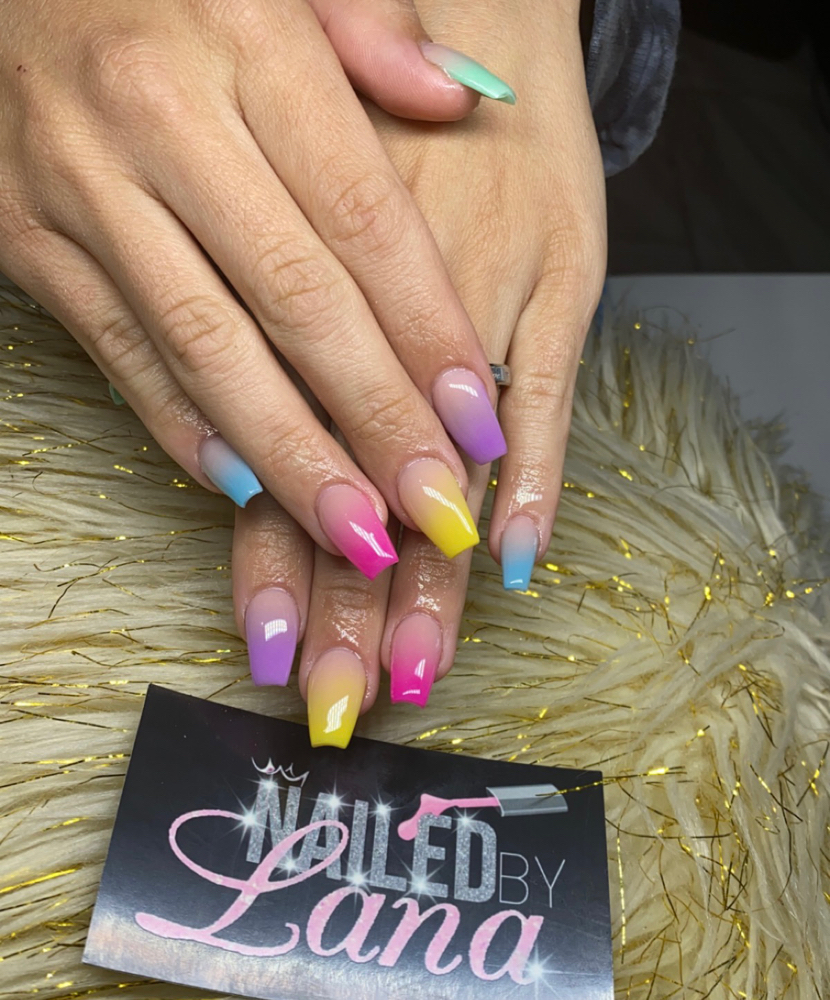 Full Set  Color Acrylic Ombre