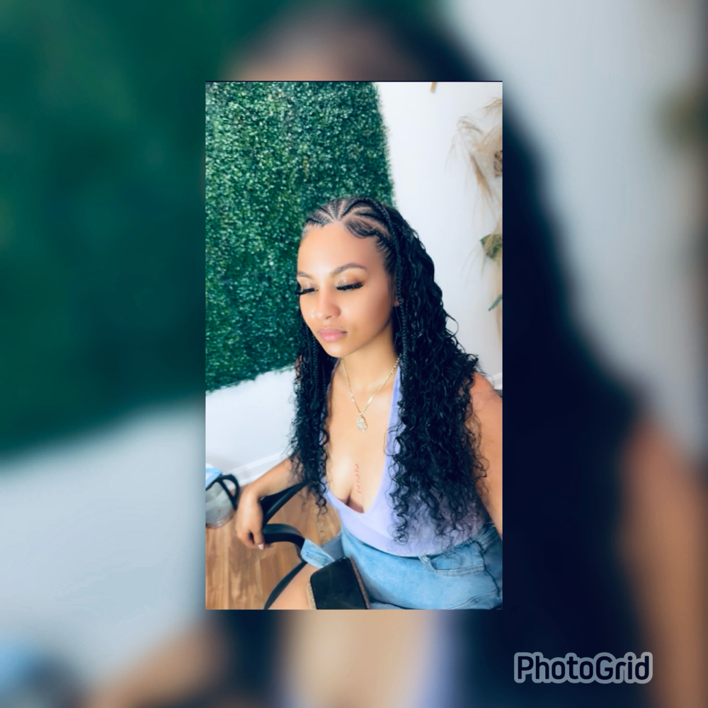 Half Sew-in half feed in 8 braids