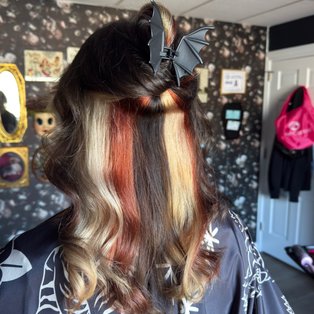 Root Retouch For Block Color at The Black Veil Parlor in Hickory, NC